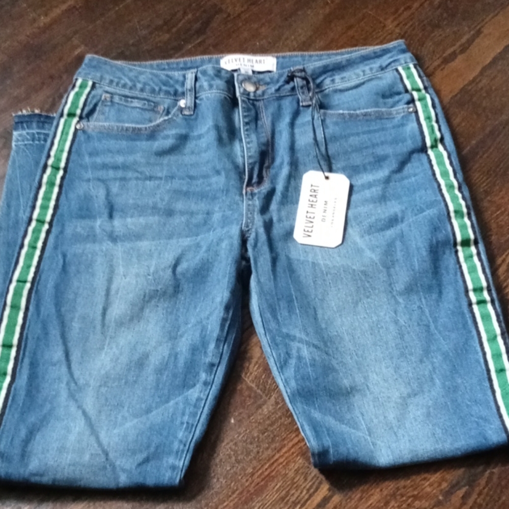 Sadie Green Stripe Skinny Pant